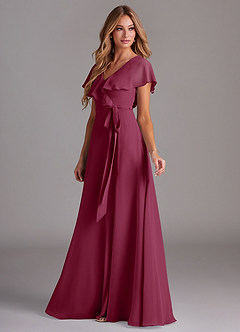 Azazie Lainey Brautjungfernkleider A-Linie mit Taschen Chiffon Kleid Maulbeerrot image5