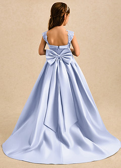 Azazie Genie Flower Girl Dresses Lavender Ball-Gown Off the Shoulder Matte Satin Dress image2