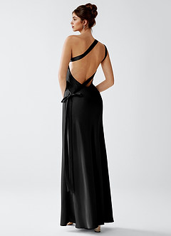 Stephanie Black Luminous Satin Maxi Dress image3