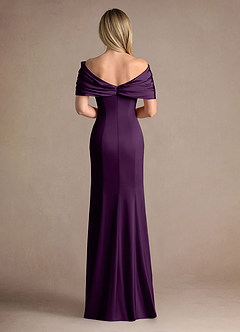 Azazie Auberdeen Mother of the Bride Dresses Grape Mermaid Pleated Stretch Satin Dress image3