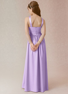 Azazie Jiya Junior Lilac A-Line Pleated Stretch Satin Dress image2