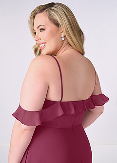 Barbie ♥ Azazie Bridesmaid Dresses Mulberry A-Line Off the Shoulder Chiffon Convertible Dress image7