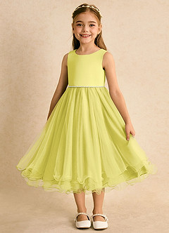 Azazie Lass Flower Girl Dresses Canary A-Line Bow Tulle Dress image5