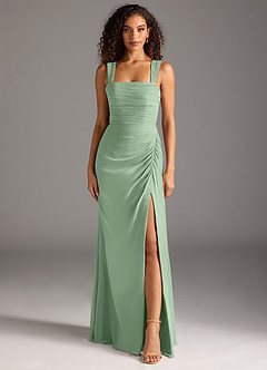 Azazie Jesaphine Bridesmaid Dresses Matcha Sheath Bow Chiffon Dress image5