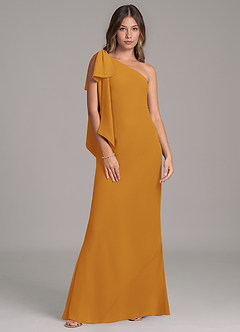 Azazie Capri Bridesmaid Dresses Butterscotch A-Line One Shoulder Chiffon Dress image6