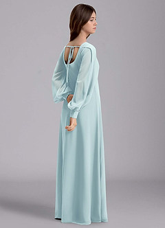 Azazie Bondi Junior Abito A-Line in Chiffon Blusa Sea Glass image6