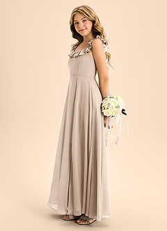 Azazie Callie Junior Vestido Cinza de Chiffon de Linha A com Ruched image7
