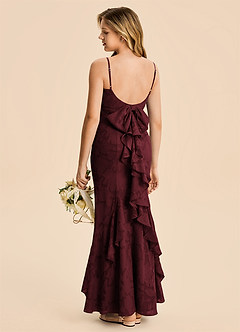 Azazie Lioren Junior Meerjungfrau-Linie Gestreift Blumen-Burnout Kleid Cabernetrot image1