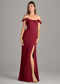 Azazie Callie Bridesmaid Dresses Burgundy Mermaid Side Slit Chiffon Convertible Dress image7