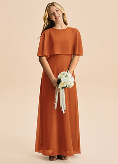 Azazie Maris Junior Abito A-Line in Chiffon Cannella image4