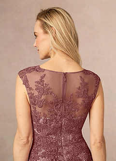 Azazie Flynn Mother of the Bride Dresses Desert Rose A-Line Boatneck Lace Tulle Dress image5