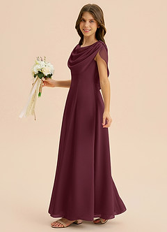 Azazie Lambie Junior Cabernet A-Line Pleated Chiffon Dress image4