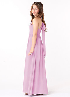 Azazie Jaylah Junior Vestido de Rosa Caramelo de Gasa de Corte En A con Volante image3