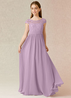 Azazie Silvermist Junior Wisteria A-Line Pleated Chiffon Dress image1