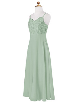Azazie Sonya A-Line Lace Chiffon Floor-Length Junior Bridesmaid Dress image7