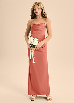 Azazie Mai Junior Salmon Pink A-Line Sweetheart Neckline Stretch Satin Dress image4