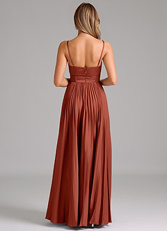 Azazie Akiko Bridesmaid Dresses Terracotta A-Line Sweetheart Neckline Stretch Satin Dress image2