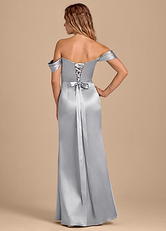 Azazie Shea Vestidos de damas de honor Vestido de Plata de Satén Metálico de Corte Sirena Convertible con Vestidos sin tirantes image4