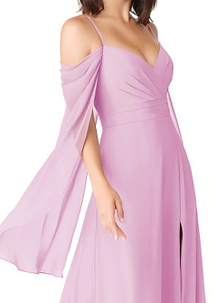 Azazie Cienna Bridesmaid Dresses Candy Pink A-Line Off the Shoulder Chiffon Dress image6