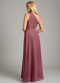 Azazie Phaedra Bridesmaid Dresses Desert Rose A-Line One Shoulder Chiffon Dress image2