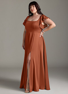 Azazie Bondi Brautjungfernkleider A-Linie Schleifen Stretch-Satin Kleid Zedernrose image9