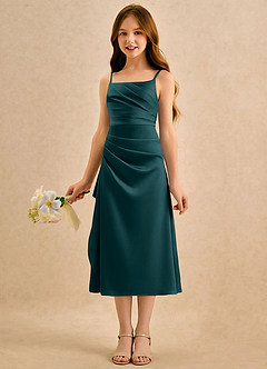 Azazie Canna Girls Formal Flower Girl Klänningar Klä A-Line i Stretch Satin Plisserad image5