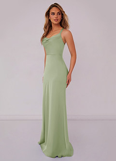 Barbie ♥ Azazie Bridesmaid Dresses Dusty Sage Mermaid Pleated Stretch Satin Dress image4