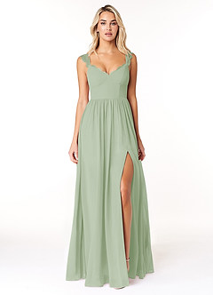 Azazie Cleobella Bridesmaid Dresses Dusty Sage A-Line Sweetheart Lace Chiffon Dress image1