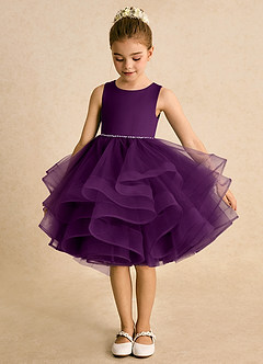 Azazie Tinie Blumenmädchenkleider Ballkleid Schleifen Tüll Kleid Traube image5