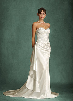 Azazie Angel Wedding Dresses Antique White Mermaid Strapless Charmeuse Dress image6