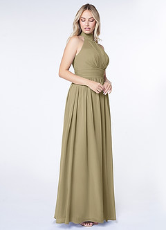 Azazie Iman Bridesmaid Dresses Moss Green A-Line A-Line Ruched Chiffon Dress image3