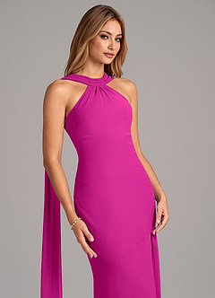 Azazie Kinsley Bridesmaid Dresses Fuchsia Mermaid Pleated Chiffon Dress image7