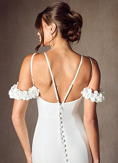 Azazie Jaqueline Wedding Dresses Diamond White Mermaid Convertible Crepe Back Satin Dress image10