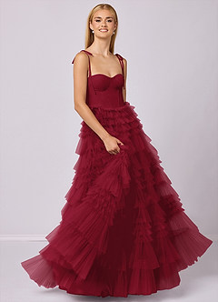 Barbie ♥ Azazie Bridesmaid Dresses Burgundy A-Line Sweetheart Neckline Tulle Dress image3