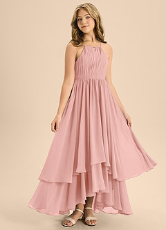 Azazie Elliora Junior Rosette A-Line Pleated Chiffon Dress image3
