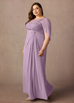 Azazie Hera Abiti per la Madre della Sposa Abito A-Line in Chiffon in Pizzo con Mantellina Glicine image8