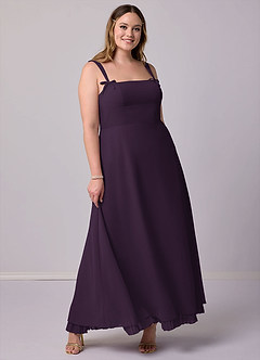 Barbie ♥ Azazie Bridesmaid Dresses Plum A-Line Pleated Chiffon Dress image8