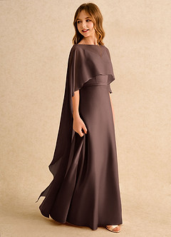 Azazie Fishie Girls Formal Flower Girl Dresses Ganache A-Line Matte Satin Dress image6