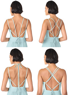 Azazie Farren Abiti da Damigella Abito Convertibile A-Line in Chiffon Plissettato Nebbia image9