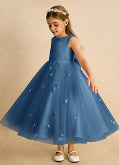Azazie Angel Abiti da Ragazza di Fiori Abito Principessa in Tulle Fiocco Crepuscolo image4