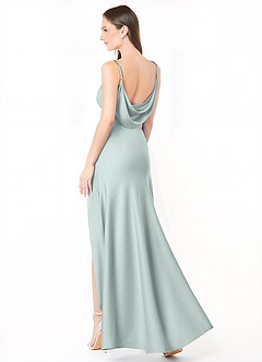 Azazie Alaija Robes de demoiselle d'honneur Robe Sirène en Satin extensible Fente Latérale Brume image1