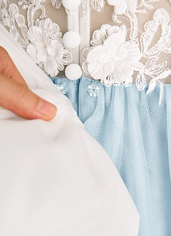 Azazie Lina vestidos de niña de las flores Vestido de Marfil Azul Cielo de Encaje de Princesa image9