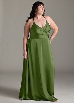 Azazie Davis Brautjungfernkleider A-Linie Plissee Stretch-Satin Kleid Wacholder image9