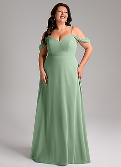 Azazie Marley Bridesmaid Dresses Matcha A-Line Off the Shoulder Chiffon Convertible Dress image13
