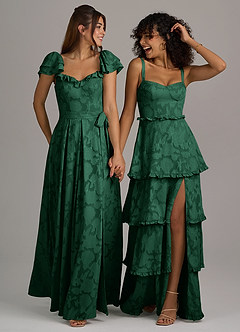 Azazie Romie Suknie dla druhen Linia A Gorset Kwiatowe wypalenie Do ziemi Sukienka image7