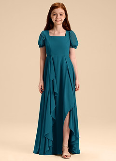 Azazie Priya Junior Abito A-Line in Chiffon Blusa Blu Inchiostro image1