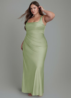 Azazie Agustina Bridesmaid Dresses Dusty Sage Mermaid Corset Stretch Satin Dress image10