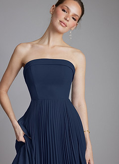 Azazie Mariana Bridesmaid Dresses Dark Navy A-Line Strapless Chiffon Dress image3