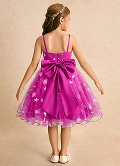 Azazie Junebug Blumenmädchenkleider Ballkleid Spaghetti Riemen Tüll Kleid Fuchsia image1