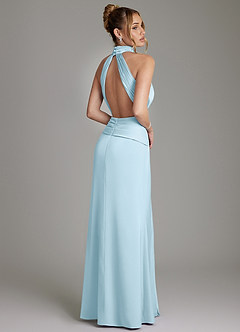 Azazie Gracelynn Bridesmaid Dresses Sky Blue Sheath Pleated Stretch Satin Dress image9